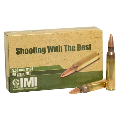 IMI M193 5.56x45mm NATO Ammo 55 Grain Full Metal Jacket- 30 Round Box