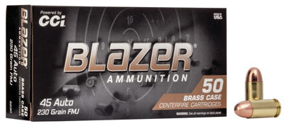 50 Round Box- Blazer Brass 45 ACP Ammo 230 Grain Full Metal Jacket