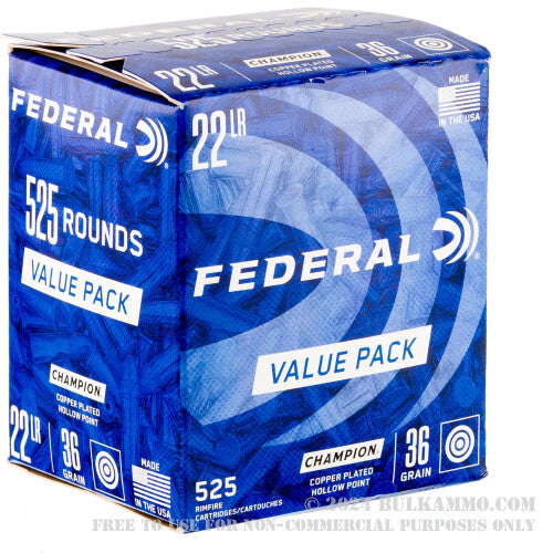 Federal Champion 22LR Ammo 36 Grain Lead Hollow Point Box of 525