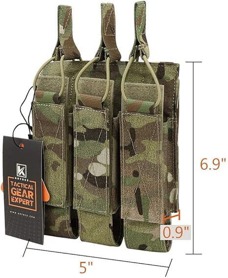 KRYDEX Open Top Triple MP7 MP5 MP9 Magazine Pouches Molle- Multicam