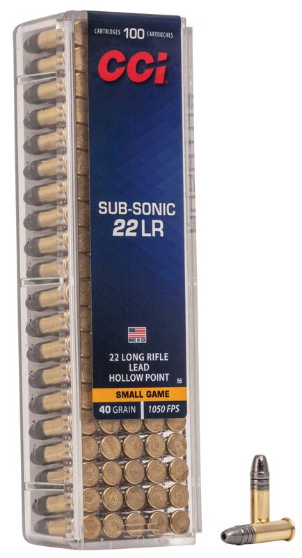 100 Rounds- CCI Sub-Sonic 22LR Ammo 40 Grain Lead Hollow Point